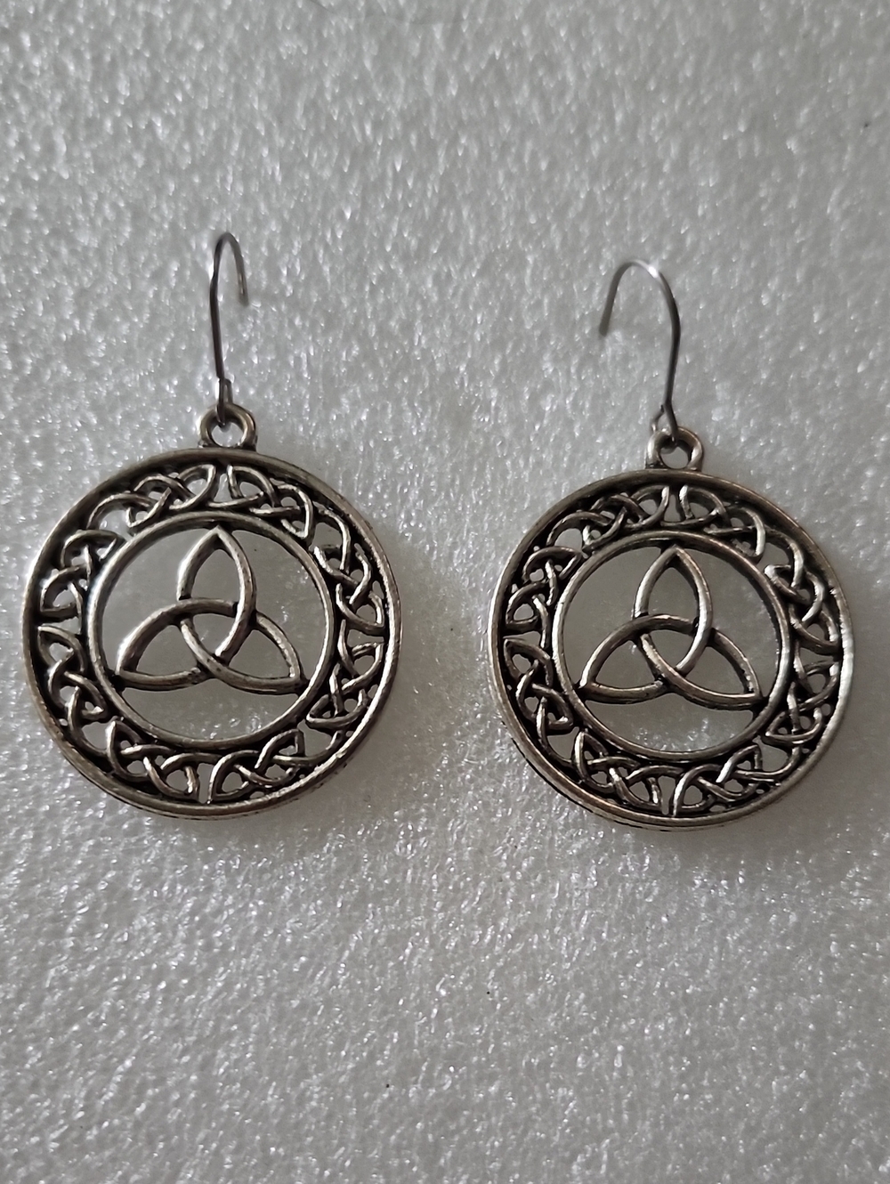 Hand Crafted Silver Celtic Trinity Knot Dangle Earrings